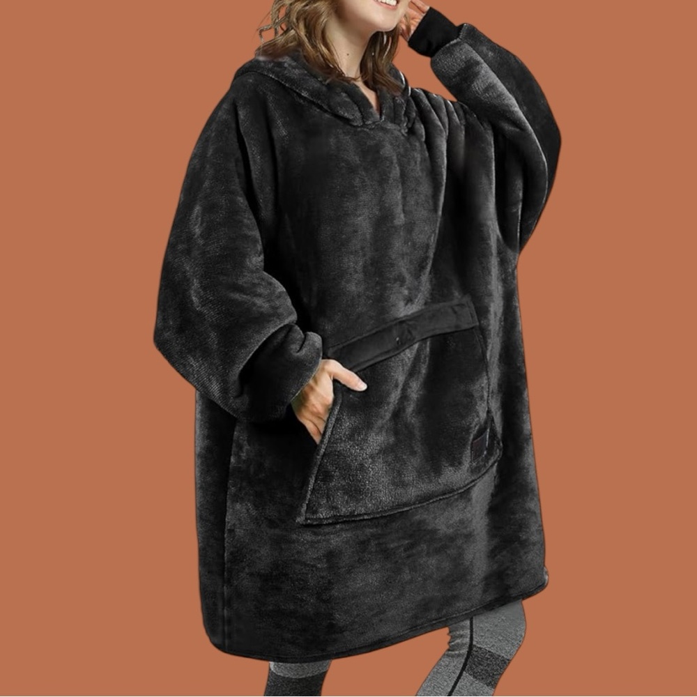 Catalonia Women’s Black Oversized Blanket Hoodie Size OS